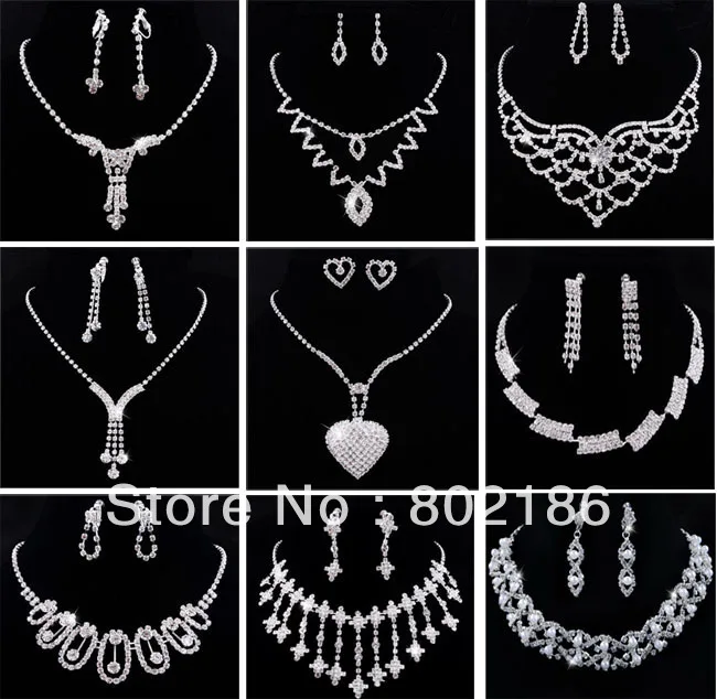 9sets/lot Wedding Clear Rhinestone Earring Necklace Jewelry Set Mix Different Design,Piercing /Clip on Earrings Free Shipping
9sets/lot Wedding Clear Rhinestone Earring Necklace Jewelry Set Mix Different Design,Piercing /Clip on Earrings Free Shipping