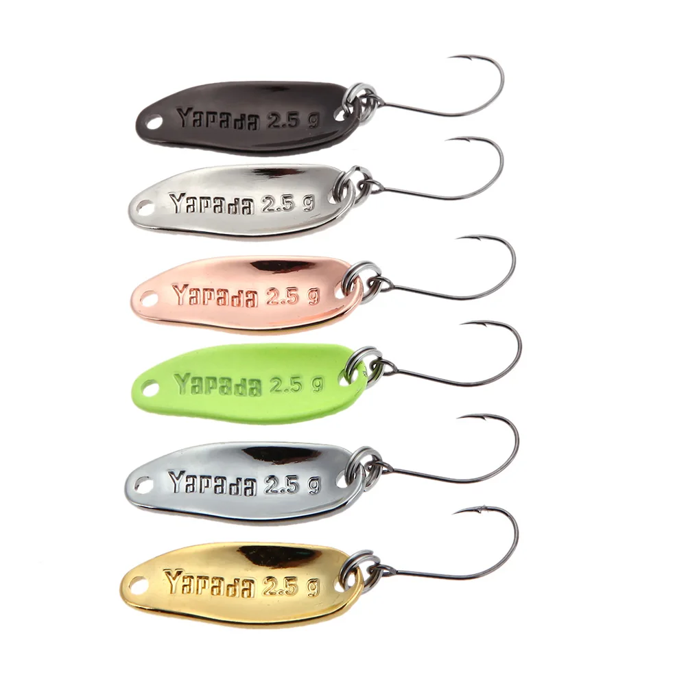 

YAPADA Spoon 6PCS Loong Scale 3.5g / 2.5g / 1.5g Zinc Alloy Hard Fishing Lures Spoon Sequin Paillette Baits with Single Hook