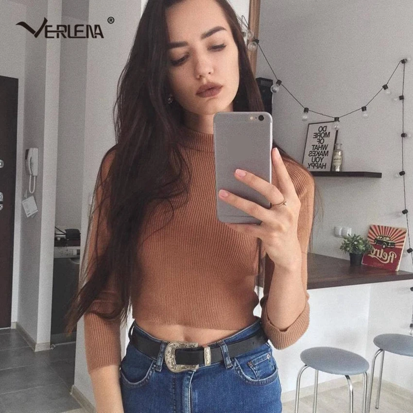 Verlena Super Soft Cropped Jumper Autumn 2019 Black Sweater Women Pullover Basic Knitwear Half Stand Collar Crop Top Sweaters
Verlena Super Soft Cropped Jumper Autumn 2019 Black Sweater Women Pullover Basic Knitwear Half Stand Collar Crop Top Sweaters