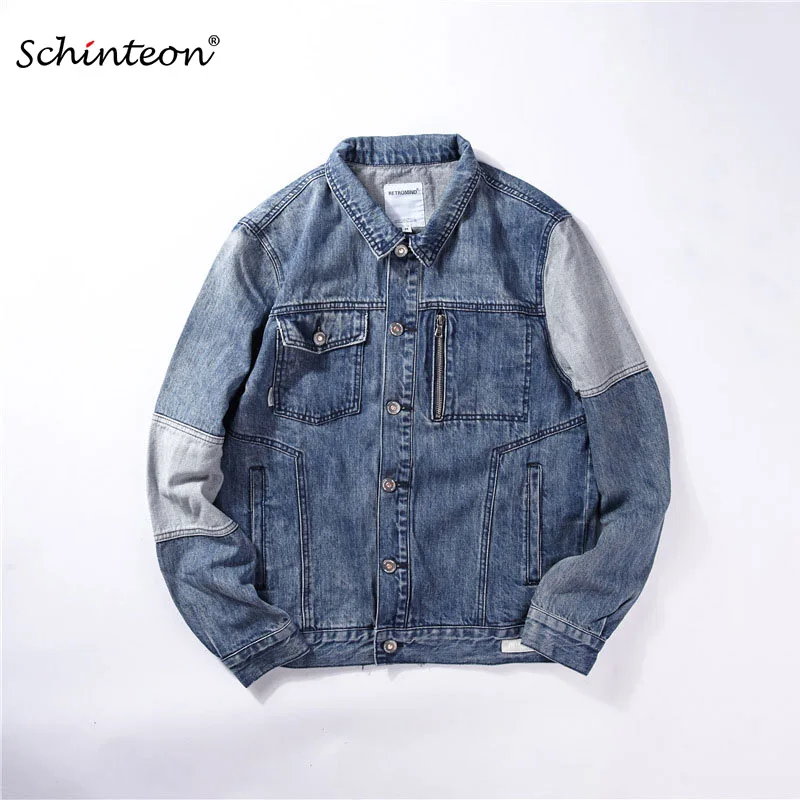 Schinteon 2018 Men Autumn Washed Spliced Denim Jacket Outwear Vintage Coat 100% Cotton Top Quality
Schinteon 2018 Men Autumn Washed Spliced Denim Jacket Outwear Vintage Coat 100% Cotton Top Quality