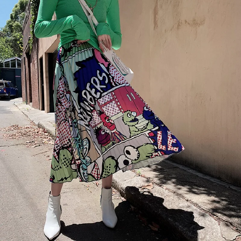 2019 New Spring Fall Midi Female maxi skirt Cartoon Pattern High Elasticity Pleated fashion long Women Skirts
2019 New Spring Fall Midi Female maxi skirt Cartoon Pattern High Elasticity Pleated fashion long Women Skirts