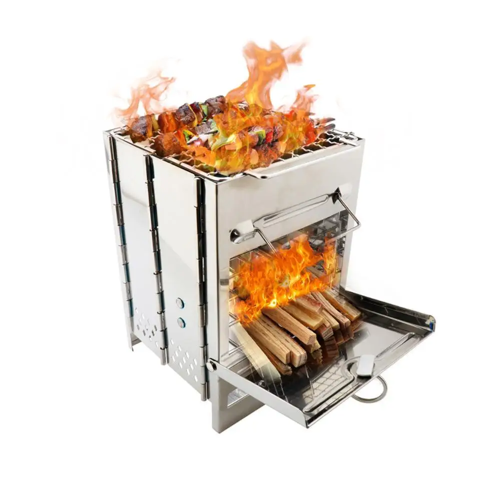 Portable BBQ Picnic Stove Stainless Steel Wood Stove BBQ Grills Small Folding Grill Wood Charcoal Stove
Portable BBQ Picnic Stove Stainless Steel Wood Stove BBQ Grills Small Folding Grill Wood Charcoal Stove