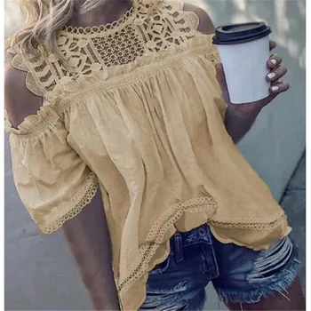 Women Hollow out Pleated Ruffles Blouse White Shirt Off Shoulder O-neck Short Sleeve Elastic Blouse 2019 Summer Lace Shirts Tops
Women Hollow out Pleated Ruffles Blouse White Shirt Off Shoulder O-neck Short Sleeve Elastic Blouse 2019 Summer Lace Shirts Tops