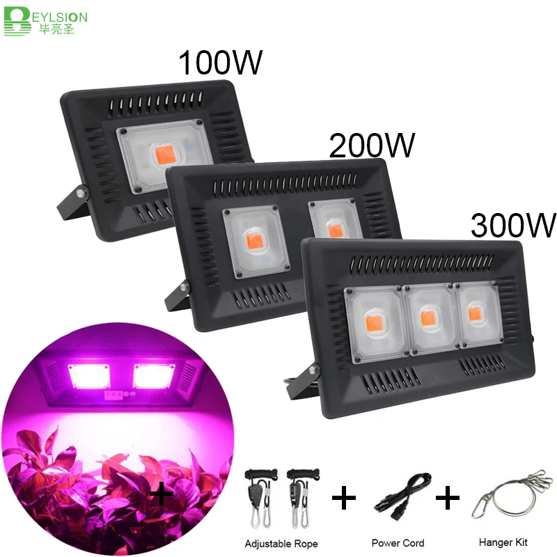 

BEYLSION 100W 200W 300W COB Plant Grow LED Flood lamp AC85-265V LED Grow Light Full Spectrum for Garden Hydroponic Greenhouse