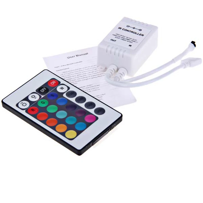 RGB Controller DC12V 24Key IR Remote Controller With Mini Receiver For 3528 5050 RGB LED Strip Light
RGB Controller DC12V 24Key IR Remote Controller With Mini Receiver For 3528 5050 RGB LED Strip Light