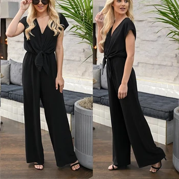 Women Short Sleeve V-Neck Jumpsuit Casual Overalls Wide Leg Summer Office Playsuit FS99
Women Short Sleeve V-Neck Jumpsuit Casual Overalls Wide Leg Summer Office Playsuit FS99