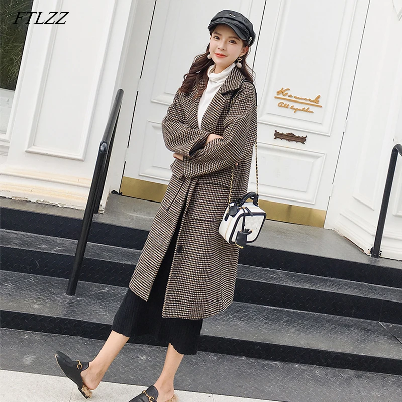 FTLZZ Women Plaid Wool Coat Winter Loose Long Single Breasted Woolen Coats Female Woolen Overcoat Wool Trench Jackets
FTLZZ Women Plaid Wool Coat Winter Loose Long Single Breasted Woolen Coats Female Woolen Overcoat Wool Trench Jackets