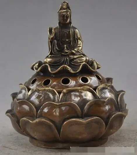 S5094 marked Chinese Buddhism bronze seat lotus Kwan-Yin statue incense burner Censer discount 30% (C0324)
S5094 marked Chinese Buddhism bronze seat lotus Kwan-Yin statue incense burner Censer discount 30% (C0324)