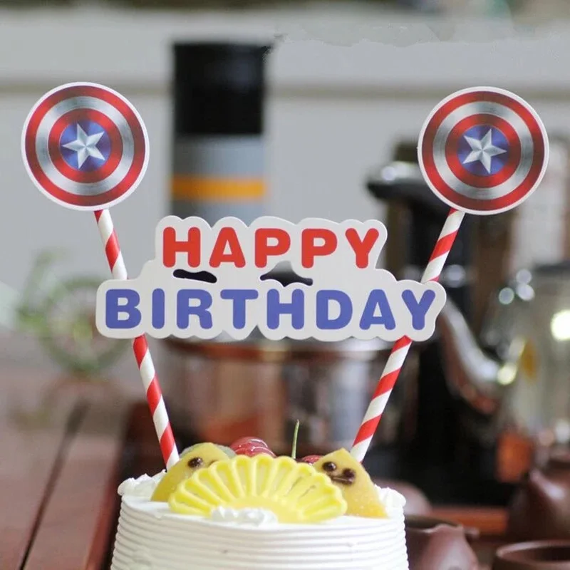Superhero Captain America Theme Happy Birthday Flag with Paper Straw Cake Topper Banner Cake Accessories Party Supplies
Superhero Captain America Theme Happy Birthday Flag with Paper Straw Cake Topper Banner Cake Accessories Party Supplies