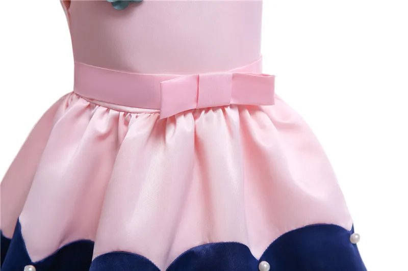 Kids Beautiful Flower Bow Belt Beading Ball Gown Wedding Dress Children's Girl Embroidered Evening Dresses Children's Clothing05