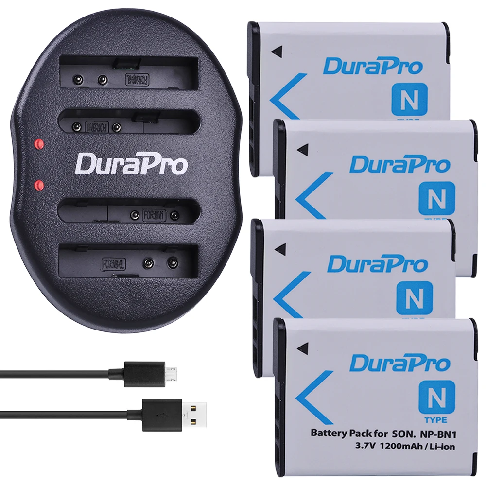 

4-Pack NP-BN1 NPBN1 NP BN1 BN Battery & USB Dual Charger for SONY DSC TX9 T99 WX5 TX7 TX5 W390 W380 W350 W320 W360 QX100 W370