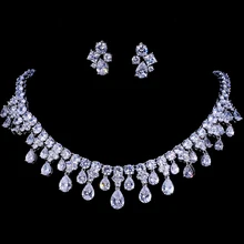 Emmaya Zircons High Quality White Gold Color Cubic Zirconia Bridal Wedding Necklace And Earring Sets Party Gift Emmaya Zircons High Quality White Gold Color Cubic Zirconia Bridal Wedding Necklace And Earring Sets Party Gift