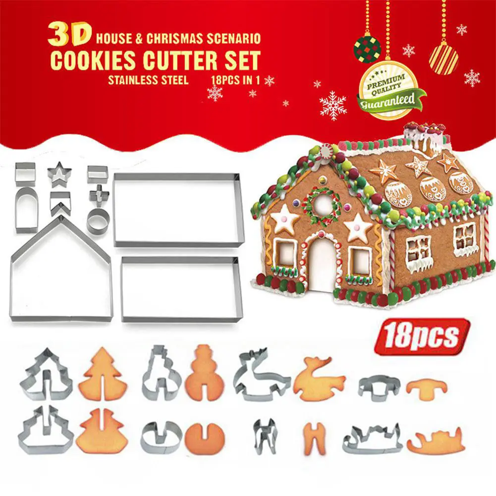18Pcs Kitchen Bakeware Moulds Cute Gingerbread Cookies Mold Tool House Cookie Cutters Stainless Steel Christmas Biscuit Mold
18Pcs Kitchen Bakeware Moulds Cute Gingerbread Cookies Mold Tool House Cookie Cutters Stainless Steel Christmas Biscuit Mold