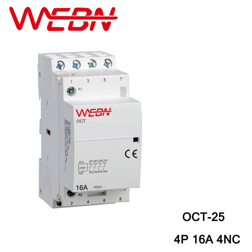 OCT-25 Series Automatical AC Household Contactor 220V/230V 50/60Hz 4P 16A 4NC Four Normal Close Contact Din Rail Contactor
OCT-25 Series Automatical AC Household Contactor 220V/230V 50/60Hz 4P 16A 4NC Four Normal Close Contact Din Rail Contactor