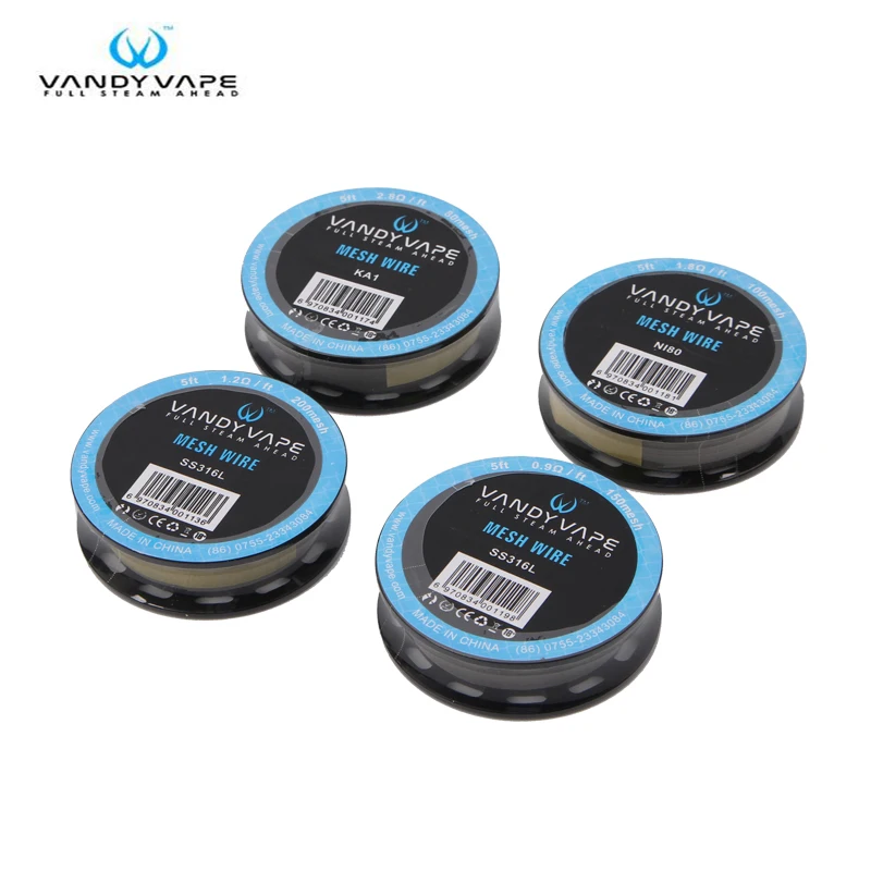 2 шт./лот Оригинал 5 футов Vandy Vape Mesh Wire KA1 80mesh Ni80 100mesh SS316L 150mesh 200mesh 300mesh 400mesh Coil Wires |