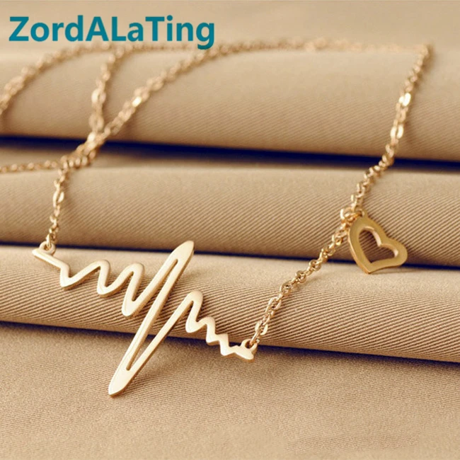 Imitation of titanium steel golden and silver set electroncardiogram ECG heart style Korean new design necklace for women party
Imitation of titanium steel golden and silver set electroncardiogram ECG heart style Korean new design necklace for women party