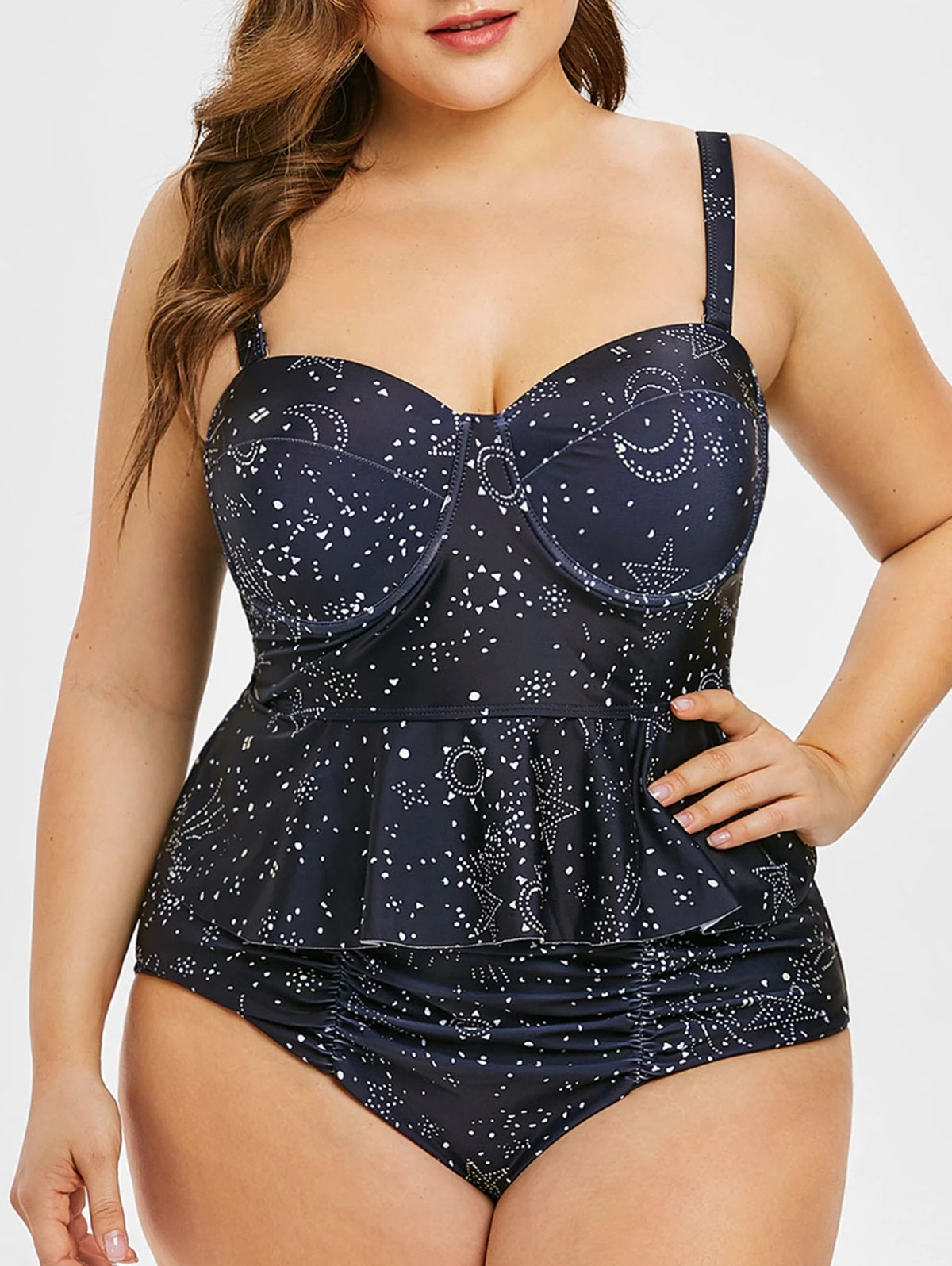 Plus Size Starry Sky Print Tankini Set Sweetheart Neck High Waisted Swimwear Women Swimsuit Print Holiday Femme
Plus Size Starry Sky Print Tankini Set Sweetheart Neck High Waisted Swimwear Women Swimsuit Print Holiday Femme