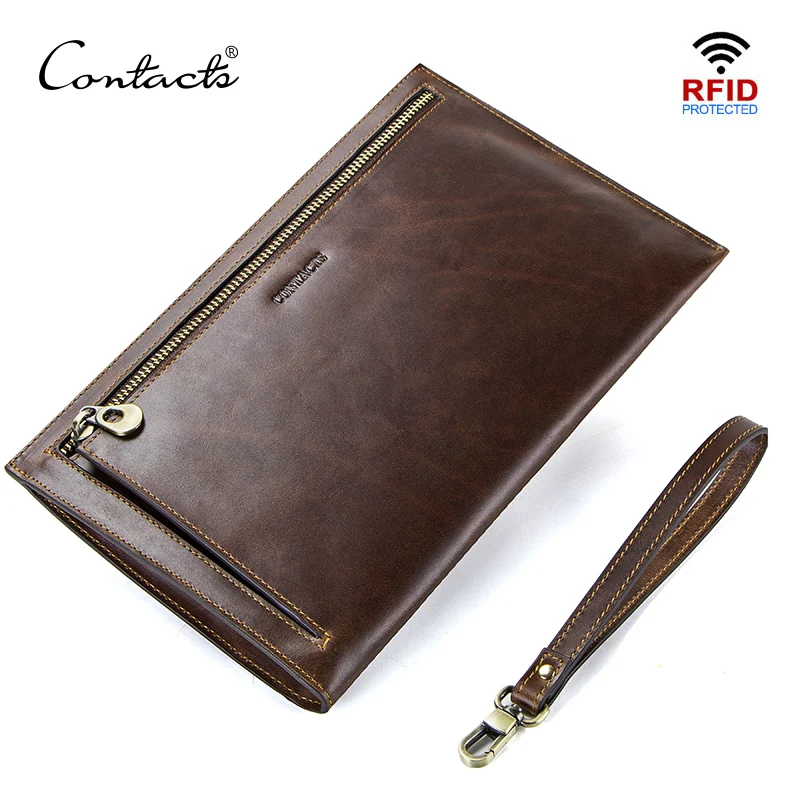 CONTACT'S men crazy horse genuine leather long wallet RFID slim clutch for man card holders phone purse male wallets top quality
CONTACT'S men crazy horse genuine leather long wallet RFID slim clutch for man card holders phone purse male wallets top quality