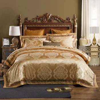 Luxury Bedding Set Queen King Size Bed set Golden Silver Satin Jacquard Bedding Duvet Cover set Bed spread fitted sheet set
Luxury Bedding Set Queen King Size Bed set Golden Silver Satin Jacquard Bedding Duvet Cover set Bed spread fitted sheet set