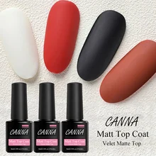 Canna Veludo Fosco Top Coat Base de Borracha Top Coat Fosco Top Soak off UV LED Polonês Gel 8ml(China)