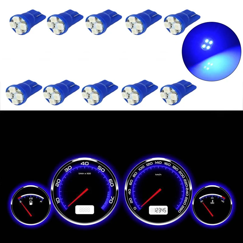 10Pcs/Lot Blue T10 Car Dashboard Light 4SMD1210 LED Auto Instrument Panel Wedge Gauge Cluster Indicator Lamp Bulb
10Pcs/Lot Blue T10 Car Dashboard Light 4SMD1210 LED Auto Instrument Panel Wedge Gauge Cluster Indicator Lamp Bulb