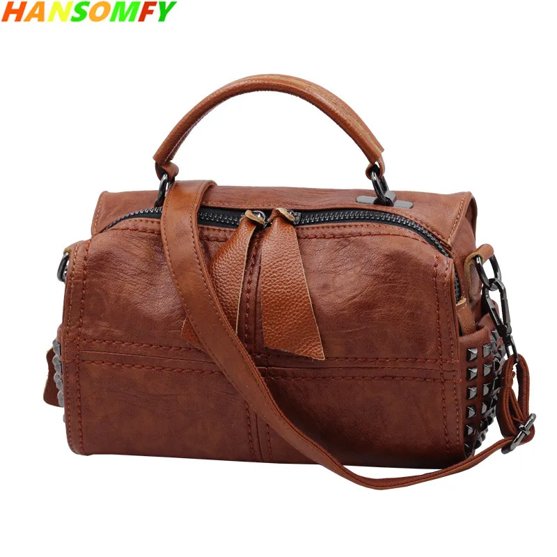 2018 new women shoulder bag female casual soft leather Boston square handbag female fashion rivet Vintage Messenger bags
2018 new women shoulder bag female casual soft leather Boston square handbag female fashion rivet Vintage Messenger bags