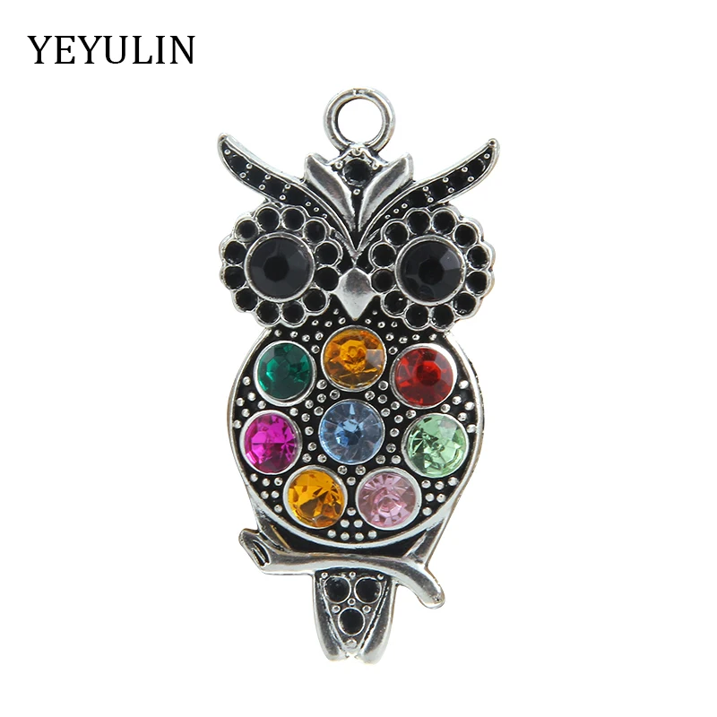 High Grade 23x49mm Antique Silver Color Alloy Colorful Rhinestone Owl Pendant Charms For Making Jewelry DIY
High Grade 23x49mm Antique Silver Color Alloy Colorful Rhinestone Owl Pendant Charms For Making Jewelry DIY