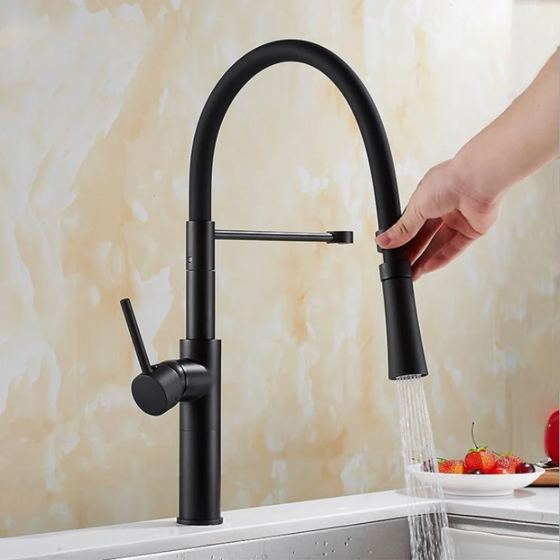 

Pull Out Kitchen Faucet Black Chrome Finish Dual Sprayer Nozzle Cold Hot Water Mixer Bathroom Faucet Torneira Cozinha