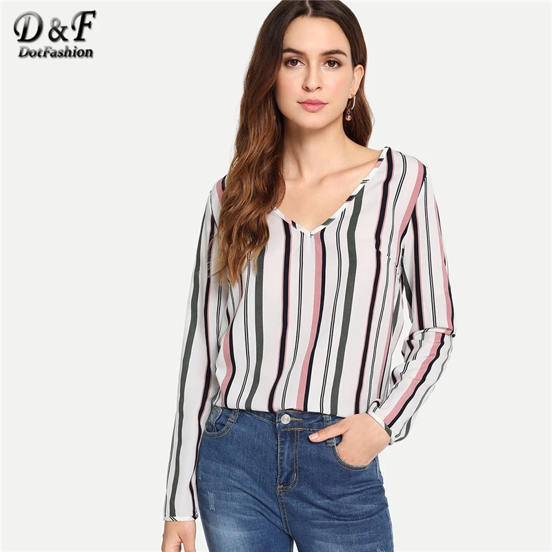 Dotfashion V Neck Striped Print Womens Tops And Blouses 2019 Autumn Clothing Fashion Woman Casual Long Sleeve Pullovers Shirt
Dotfashion V Neck Striped Print Womens Tops And Blouses 2019 Autumn Clothing Fashion Woman Casual Long Sleeve Pullovers Shirt