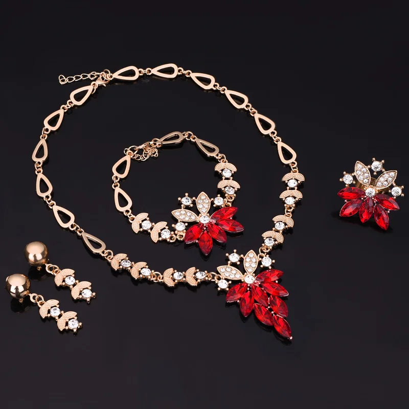 Fashion Wedding Jewelry Dubai Jewelry Sets for Women Red White Crystal Necklace Earrings Ring Bracelet Bridal Party Jewelry
Fashion Wedding Jewelry Dubai Jewelry Sets for Women Red White Crystal Necklace Earrings Ring Bracelet Bridal Party Jewelry