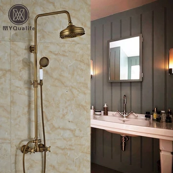 Antique Brass Surface Mounted Shower Faucet Bathroom Shower Mixer Tap 8" Rain Shower Head
Antique Brass Surface Mounted Shower Faucet Bathroom Shower Mixer Tap 8" Rain Shower Head