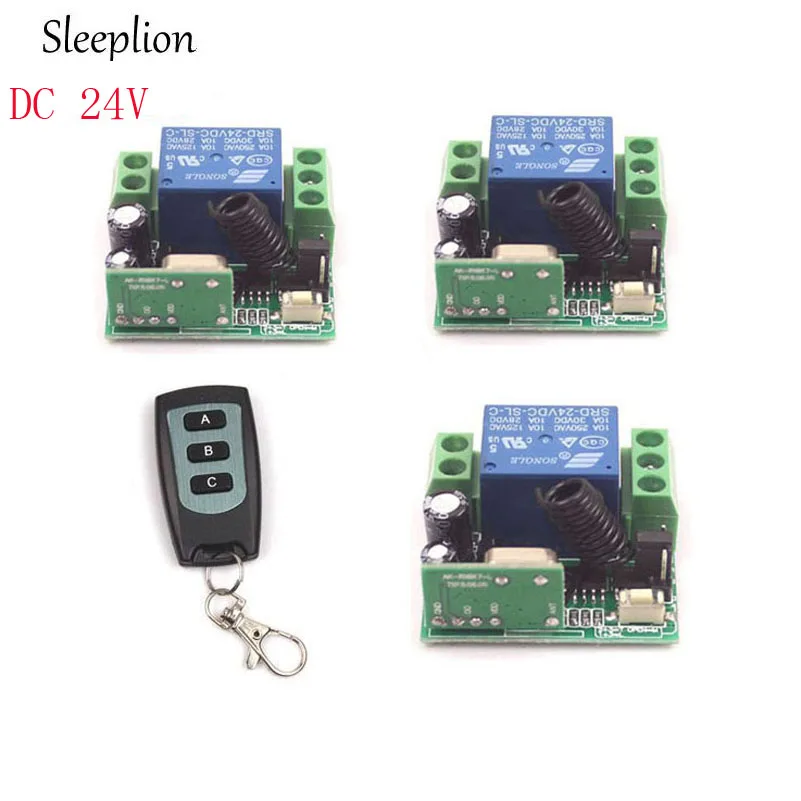 Sleeplion DC 24V 1CH Channel Wireless RF Remote 3-key Switch ON/OFF Transmitter+3 Receiver 24V Teleswitch Wireless Module
Sleeplion DC 24V 1CH Channel Wireless RF Remote 3-key Switch ON/OFF Transmitter+3 Receiver 24V Teleswitch Wireless Module