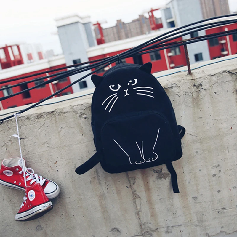 Lovely Cat Backpack Casual Canvas Backpacks School Bag Women Cute Rucksack Bookbags-Black
Lovely Cat Backpack Casual Canvas Backpacks School Bag Women Cute Rucksack Bookbags-Black