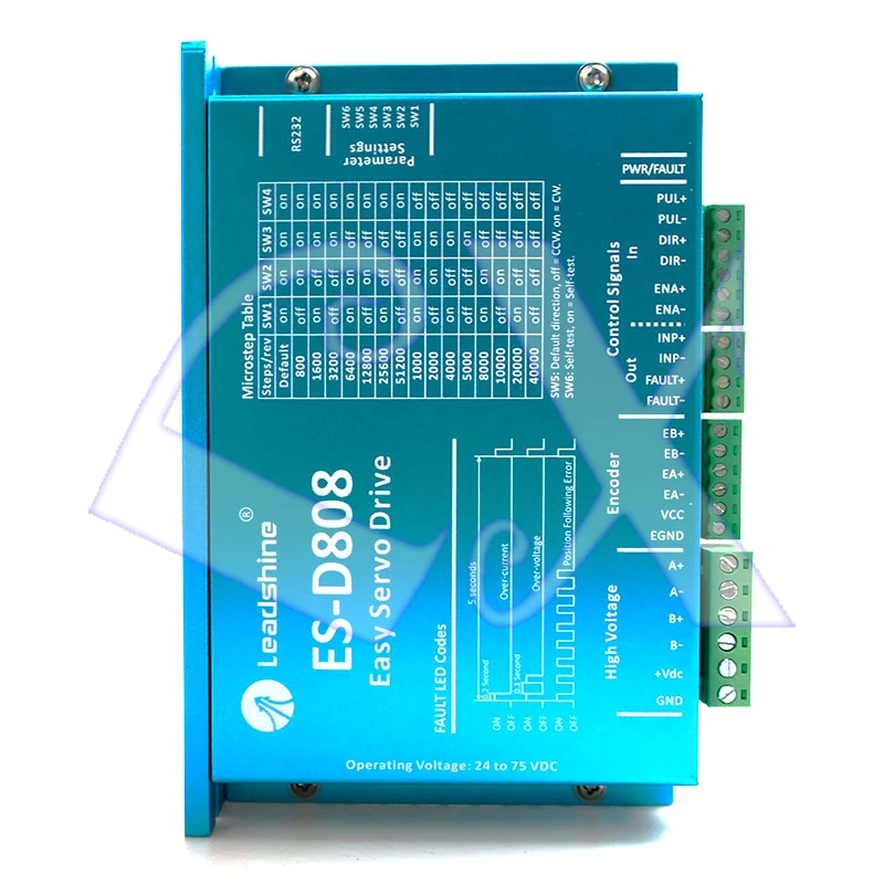 

Leadshine Easy Servo Drive ES-D808 HBS86 CNC DSP Closed-Loop Stepper Drive 8A 24~70VDC Matching NEMA23 NEMA24 NEMA34 motor