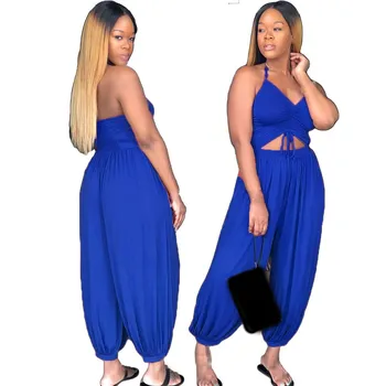 2019 Summer Women Sexy Drawstring Overalls Jumpsuits Halter Sleeveless Loose Playsuits Casual Bandage Rompers
2019 Summer Women Sexy Drawstring Overalls Jumpsuits Halter Sleeveless Loose Playsuits Casual Bandage Rompers