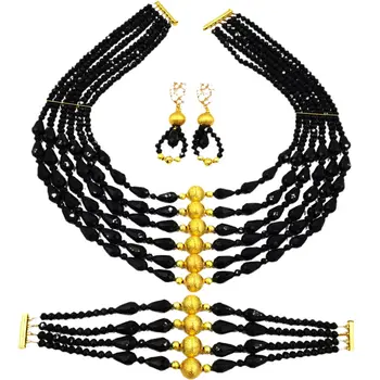 Fashion Black African Wedding Party Necklace Earrings Bracelet Nigerian Beads Jewelry Set 6C-XSD015
Fashion Black African Wedding Party Necklace Earrings Bracelet Nigerian Beads Jewelry Set 6C-XSD015