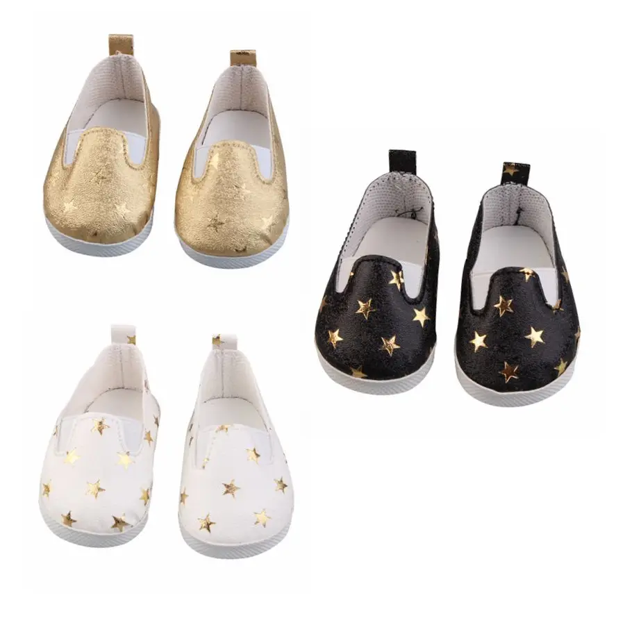 Doll shoes for 43 cm New Born Babe Doll Black White Gold Star Shoes For 18" Girls Sport Boots Doll Accessories Toy Accessories
Doll shoes for 43 cm New Born Babe Doll Black White Gold Star Shoes For 18" Girls Sport Boots Doll Accessories Toy Accessories