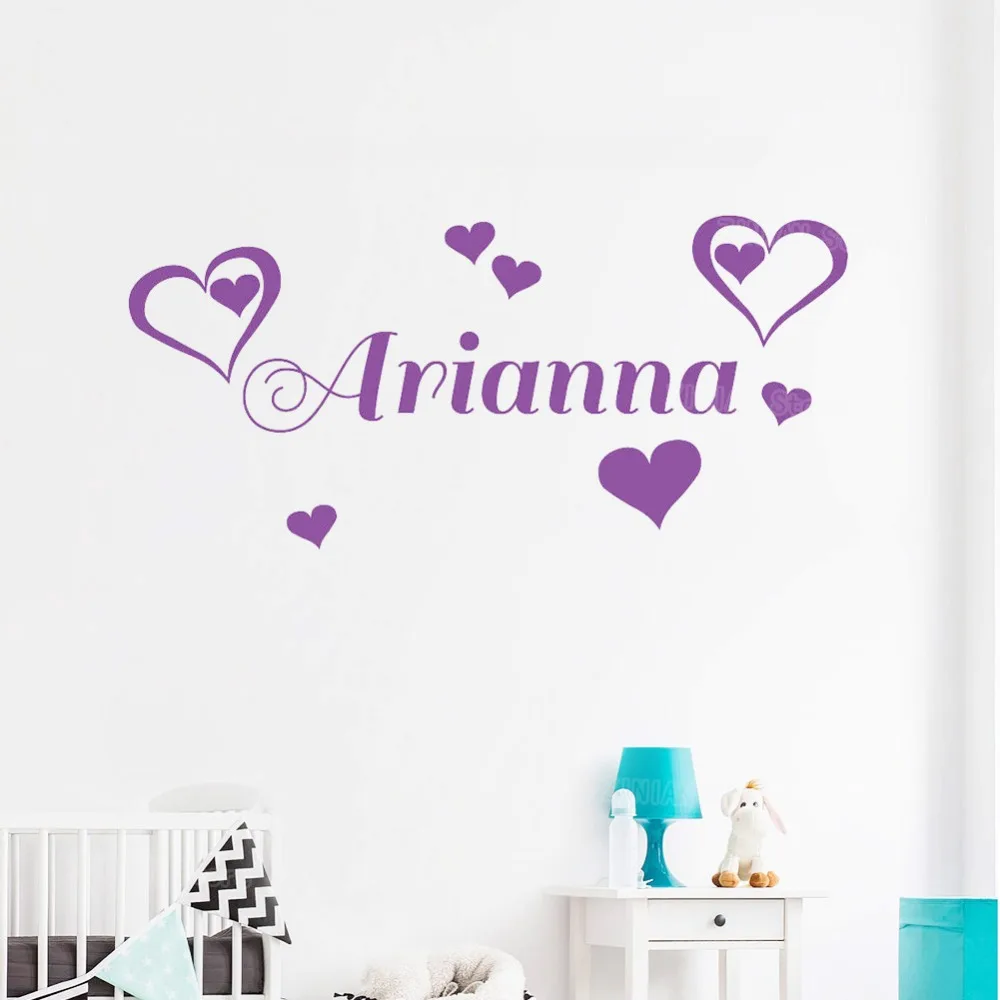 Custom Name Crown Star And Heart Wall Sticker Bedroom Hipster Cool Kids MS288VC 