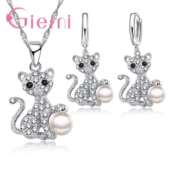 Charm Animal Cat Pearl Shape Jewelry Set For Female 925 Sterling Silver Accessories Pendant Necklace Earrings Party Gift
Charm Animal Cat Pearl Shape Jewelry Set For Female 925 Sterling Silver Accessories Pendant Necklace Earrings Party Gift