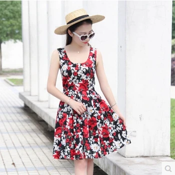 Vintage sleeveless 2016 summer new Women's round neck was thin printing pleated dress Hepburn 50s 60s Simple And Elegant dress
Vintage sleeveless 2016 summer new Women's round neck was thin printing pleated dress Hepburn 50s 60s Simple And Elegant dress