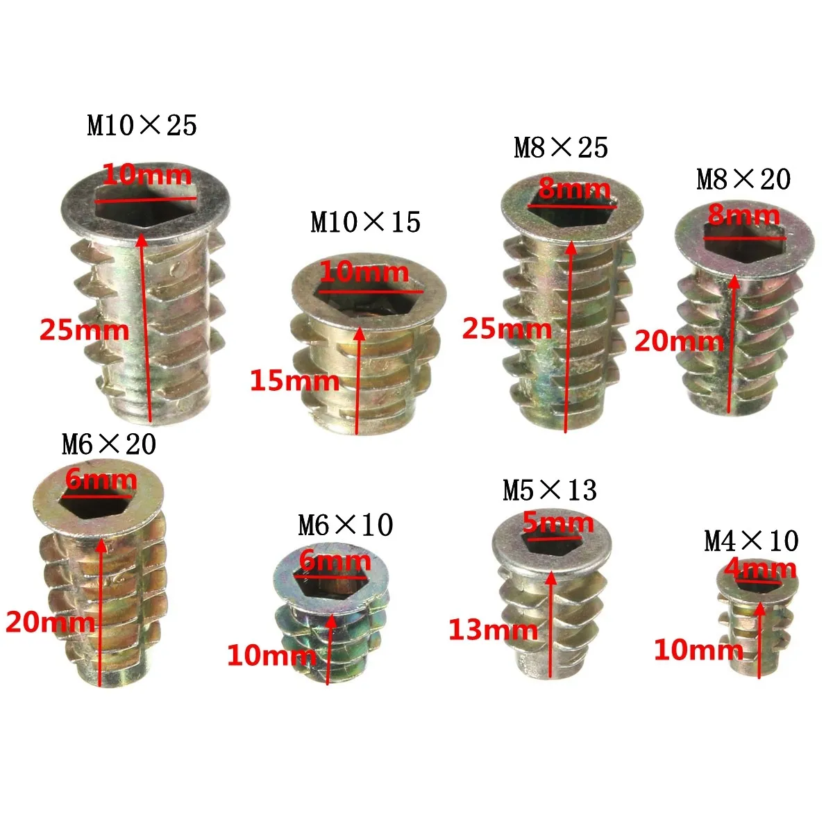 High Quality 10pcs Threaded Type D Wood Zinc Alloy Bicycle Insert Nuts M4 M5 M6 M8 M10 Bike Bolts Outdoor Accessory Tools
High Quality 10pcs Threaded Type D Wood Zinc Alloy Bicycle Insert Nuts M4 M5 M6 M8 M10 Bike Bolts Outdoor Accessory Tools