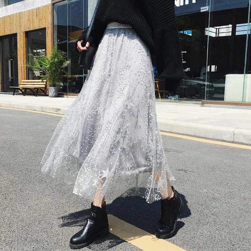 Women Layers Embroidery Long Skirts Elastic Waist Elegant Mesh Saia A Line Faldas Female Skirt Bohemian 2019 Spring Summer
Women Layers Embroidery Long Skirts Elastic Waist Elegant Mesh Saia A Line Faldas Female Skirt Bohemian 2019 Spring Summer
