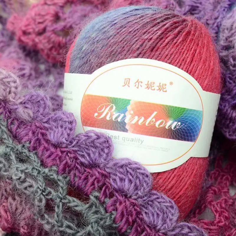 High Quality 250g/5 Ball Rainbow segment dyed wool yarn Luxury Fur Hairy Cashmere Yarn For Hand Kintting marifetli laine a tric
High Quality 250g/5 Ball Rainbow segment dyed wool yarn Luxury Fur Hairy Cashmere Yarn For Hand Kintting marifetli laine a tric