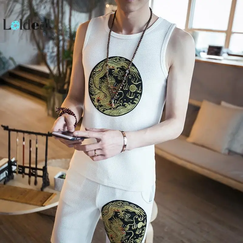 LOLDEAL Summer New Label Men's Sleeveless Vest Shorts Suit Chinese Style Men's Cotton Casual Suit
LOLDEAL Summer New Label Men's Sleeveless Vest Shorts Suit Chinese Style Men's Cotton Casual Suit