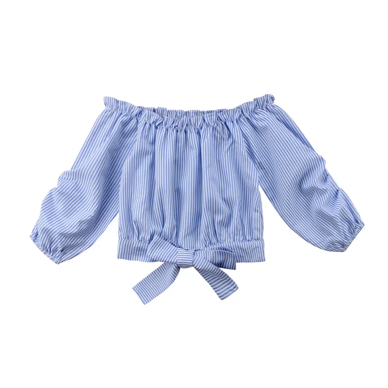 2018 Children Princess Blouse Toddler Baby Kid Girls Blue&White Striped Long Sleeves Bowknot Tops Kid Girls Off-shoulder Shirt
2018 Children Princess Blouse Toddler Baby Kid Girls Blue&White Striped Long Sleeves Bowknot Tops Kid Girls Off-shoulder Shirt
