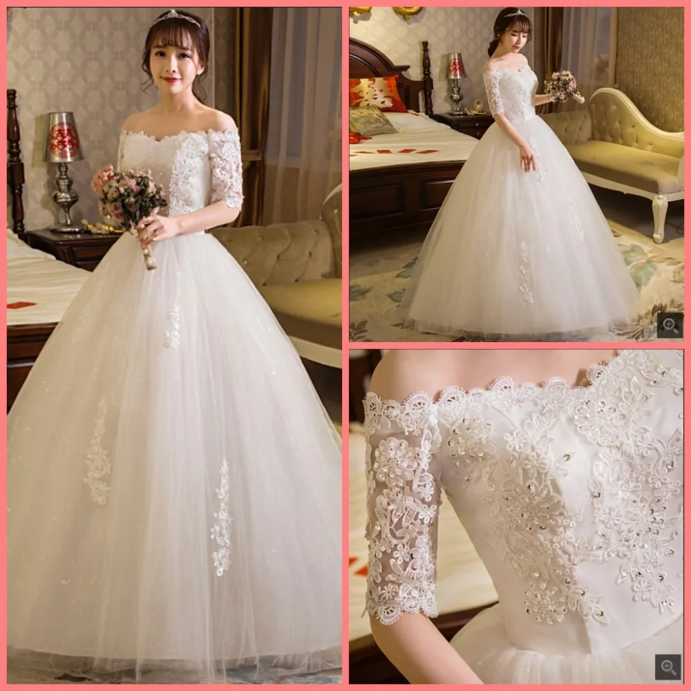 Robe de mariage ball gown white lace appliques wedding dress off the shoulder half sleeve sexy elegant puffy wedding gowns
Robe de mariage ball gown white lace appliques wedding dress off the shoulder half sleeve sexy elegant puffy wedding gowns