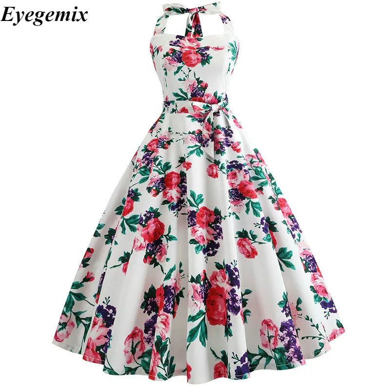 Women Summer Elegant Halter Sexy Party Dress Vestido Casual Floral Print Vintage Swing 50s 60s Retro Rockabilly Dress Plus Size
Women Summer Elegant Halter Sexy Party Dress Vestido Casual Floral Print Vintage Swing 50s 60s Retro Rockabilly Dress Plus Size