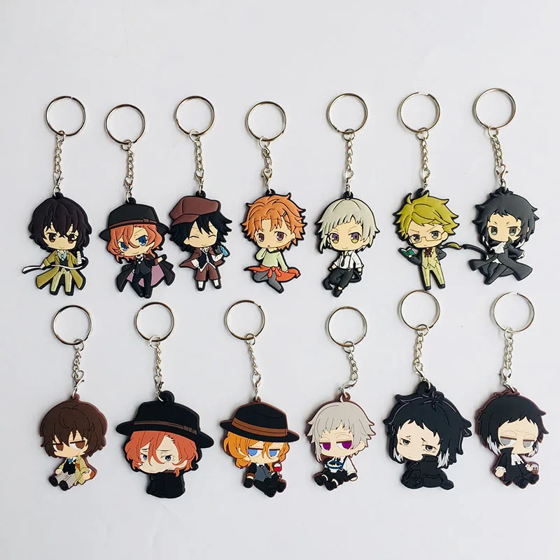 Cartoon Bungo Stray Dogs PVC keychain Nakajima Atsushi Nakahara Chuuya Edogawa Ranpo cute funny pendant keyrings kids toys gift
Cartoon Bungo Stray Dogs PVC keychain Nakajima Atsushi Nakahara Chuuya Edogawa Ranpo cute funny pendant keyrings kids toys gift