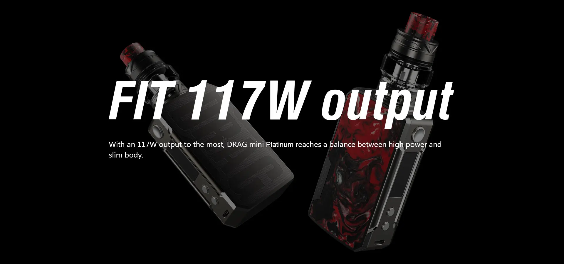 Newest Original VOOPOO Drag Mini Platinum 177W TC Kit With 5ml Uforce T2 Subohm Tank U2 N3 Coil Support 18650 Battery Vape Kit