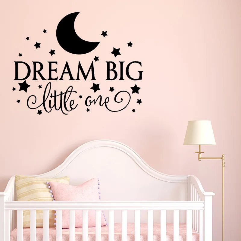 Dream Big Little One motto Wall Stickers for kids baby rooms Home Decoration Background Mural art Decals Moon stars stickers
Dream Big Little One motto Wall Stickers for kids baby rooms Home Decoration Background Mural art Decals Moon stars stickers
